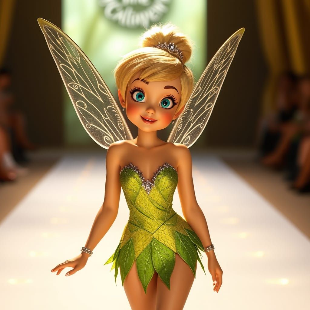 Tinker Bell Struts Down the Catwalk as a Glamorous Supermode...