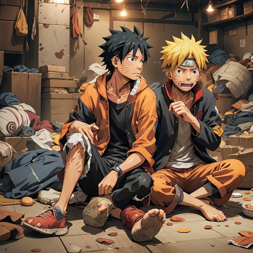 Anime Characters Begging for Food: Vibrant Digital Art