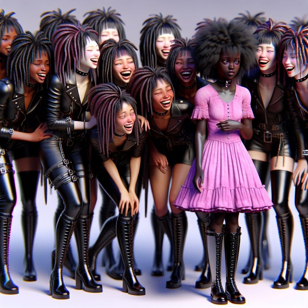 Joyous Women in Leather, Matte Painting in Unreal Style