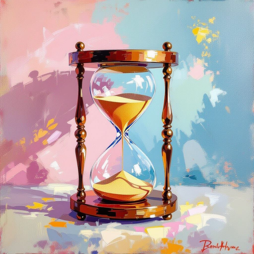 Sand Clock in Impressionistic Meta-Modern Style
