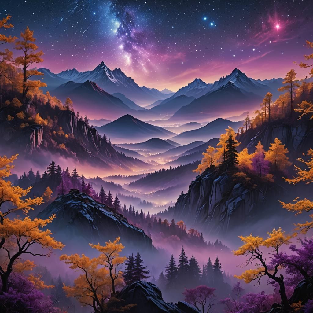 Misty Mountain Landscape as Digital Matte Painting