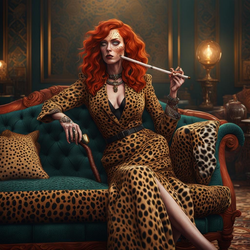 Redhead Smoking: Detailed Matte Painting in 8K
