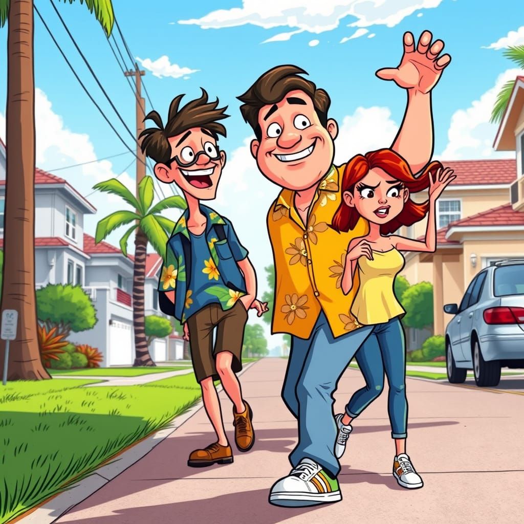 Dad's Joyful Dance in the Suburbs