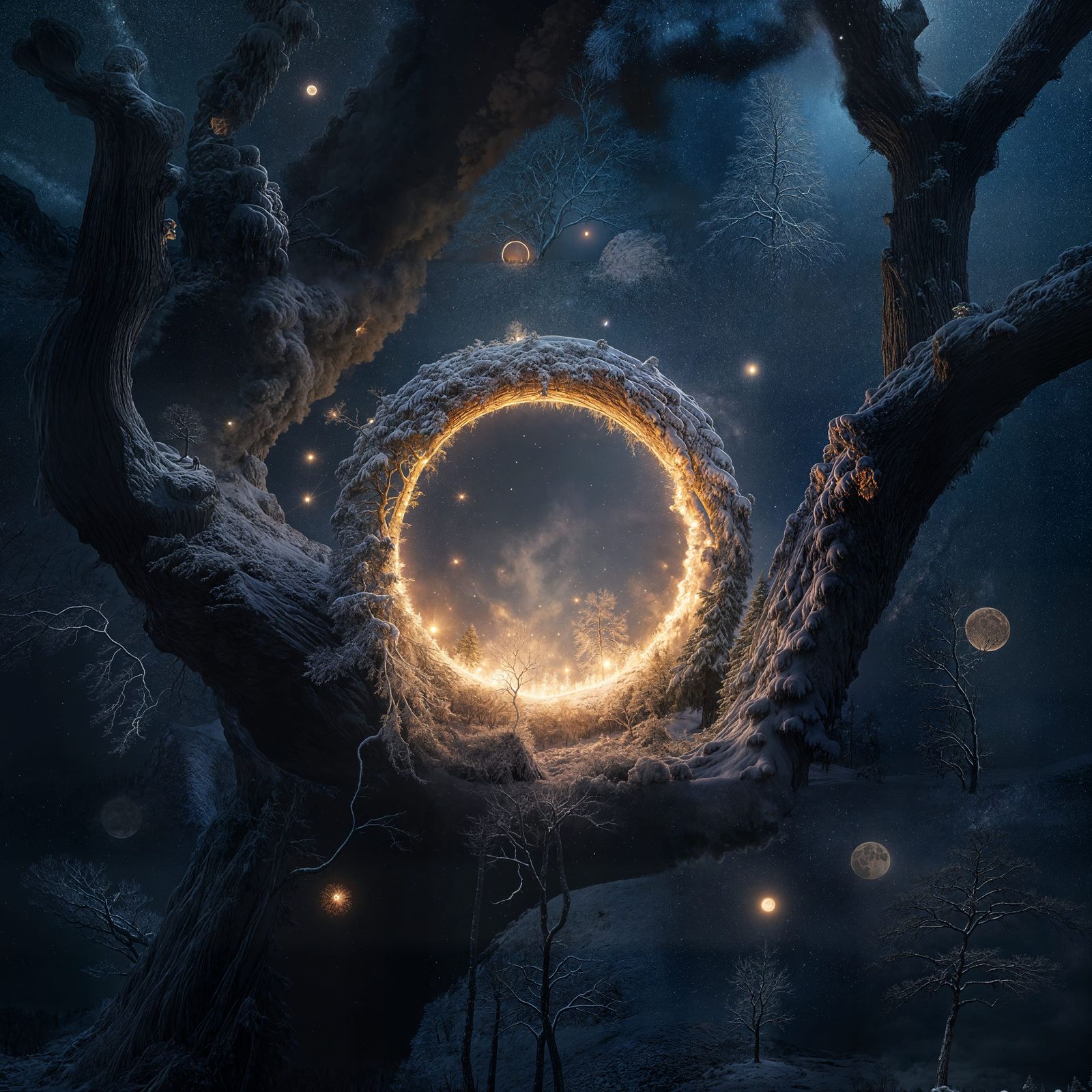 Whimsical Tree of Magic Illuminates the Night Sky