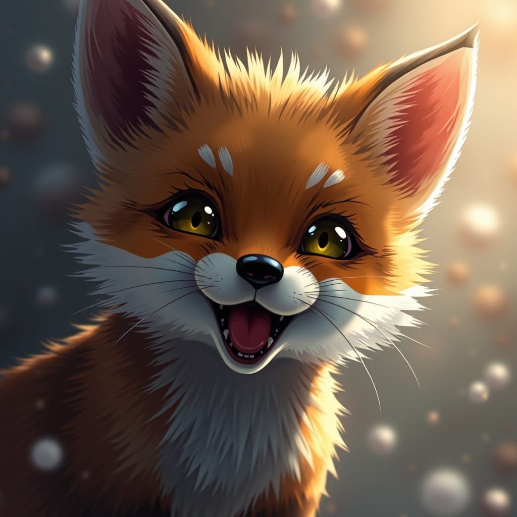 Chibi Fox in Hyperrealistic Anime Style
