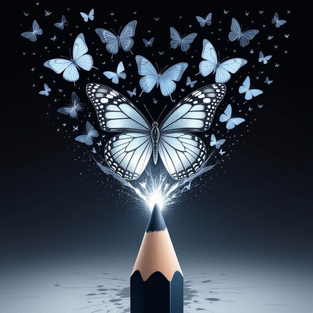Ethereal Butterflies Emerge From Melting Pencil Tip