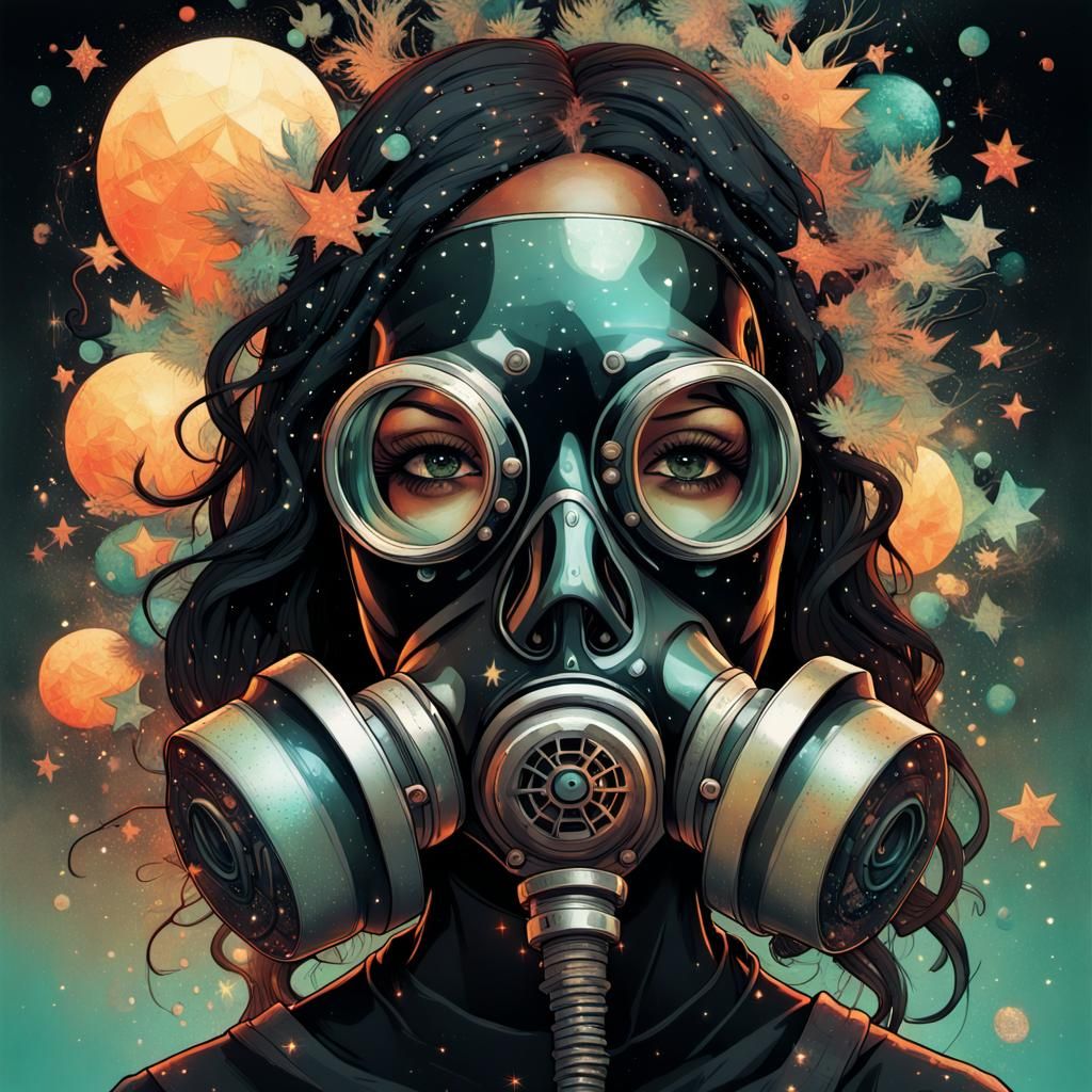 Gas Mask Woman: Surreal Double Exposure Collage