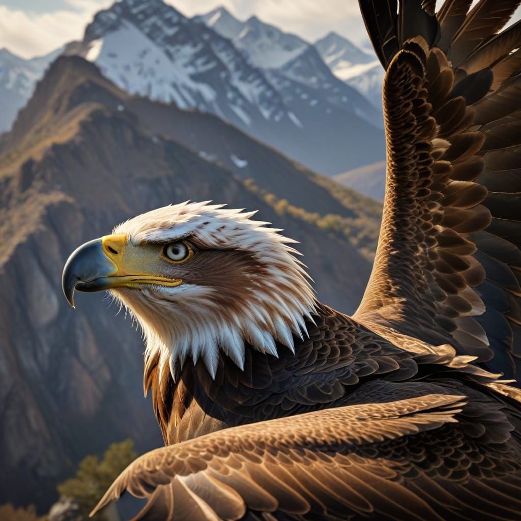 Eagle Portrait in Warm Studio Lighting