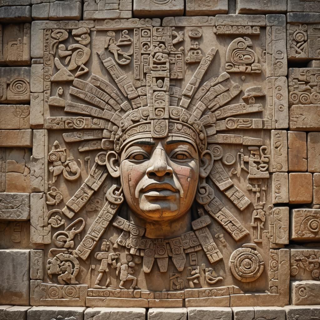 Mayan Hieroglyphs on Chichen Itza Pyramid Wall