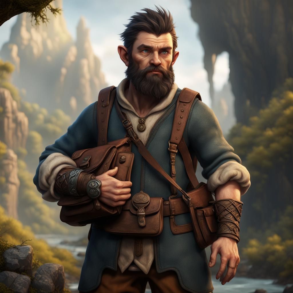 Detailed Matte Painting of Male Halfling