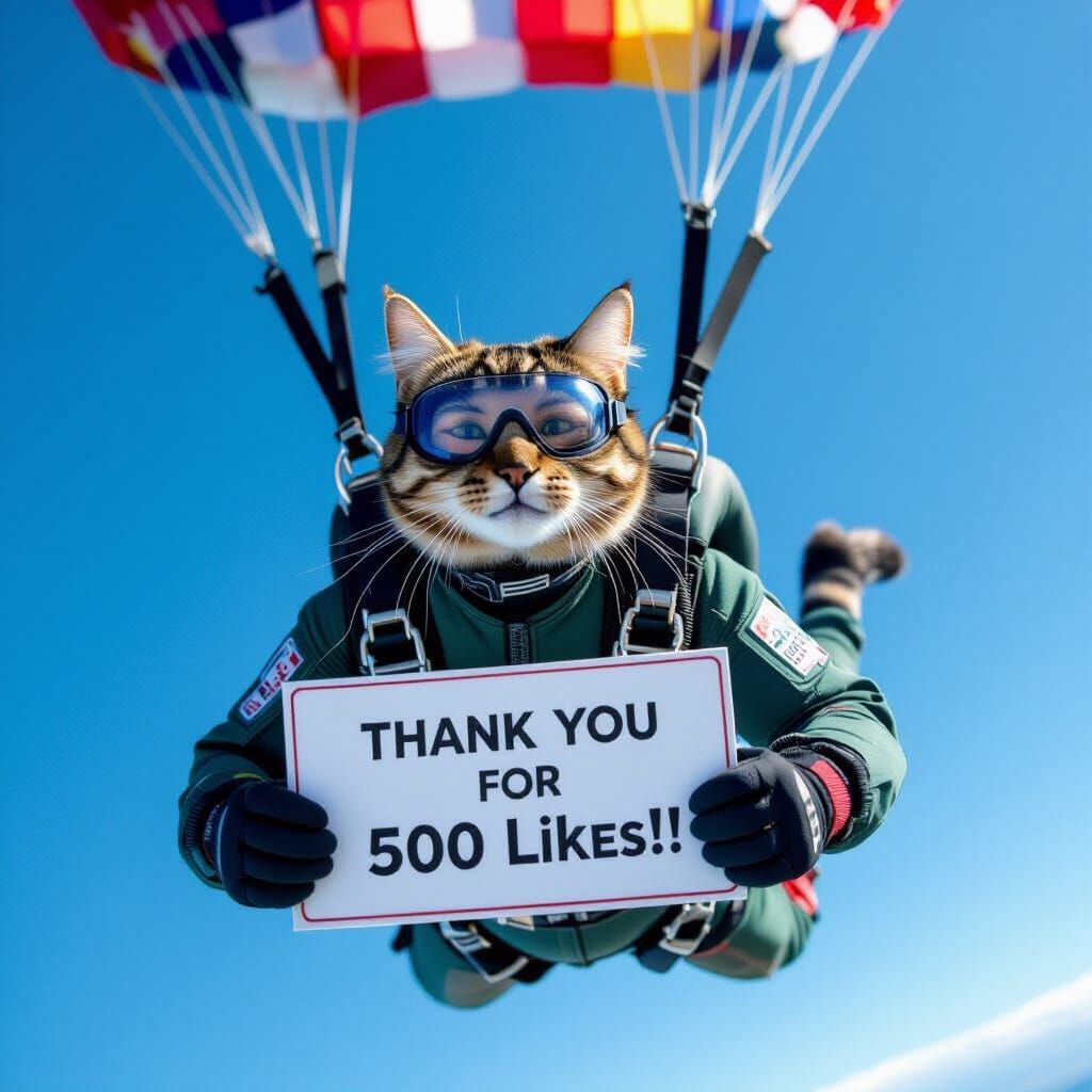 Skydiving Cat Says Thank You, Cinematic Film Still