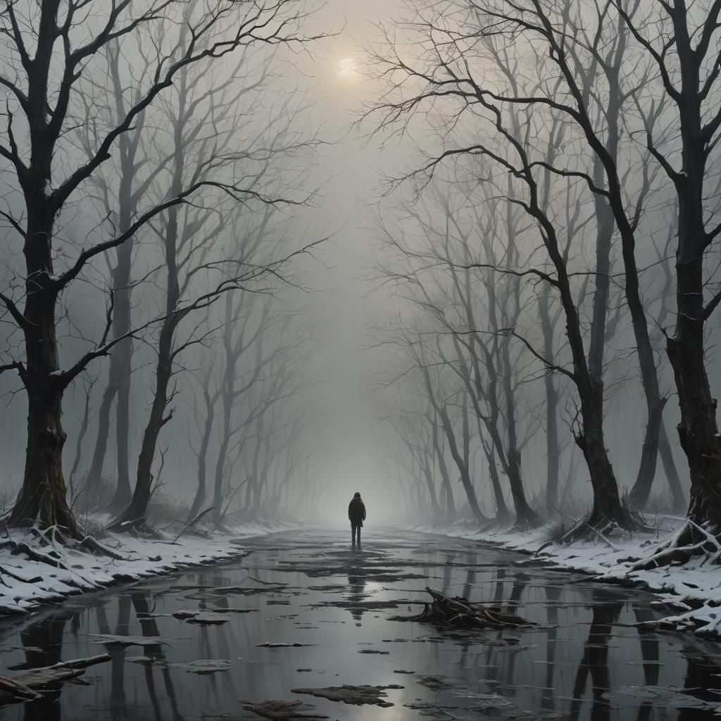 Hyperrealistic Echo of Hope in Empty Cold