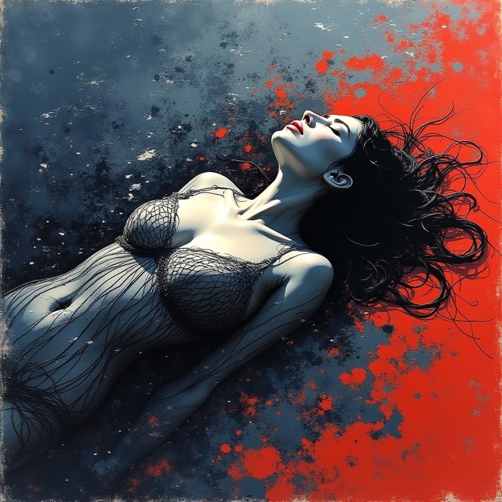 Hyper-Realistic Ink Art with Dynamic Movement and Contrastin...