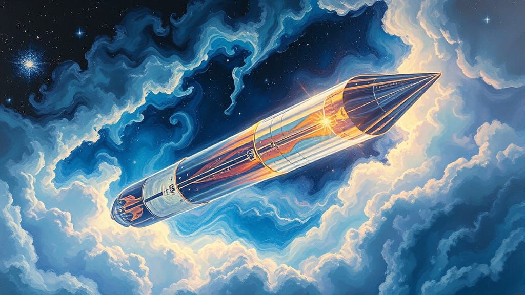 Cosmic Glass-Crystal Spaceship Soars Through Interstellar Sp...