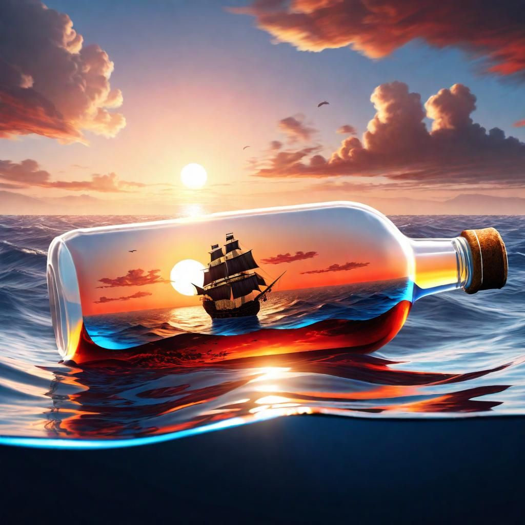 Galleon in a Bottle: Double Exposure Seascape