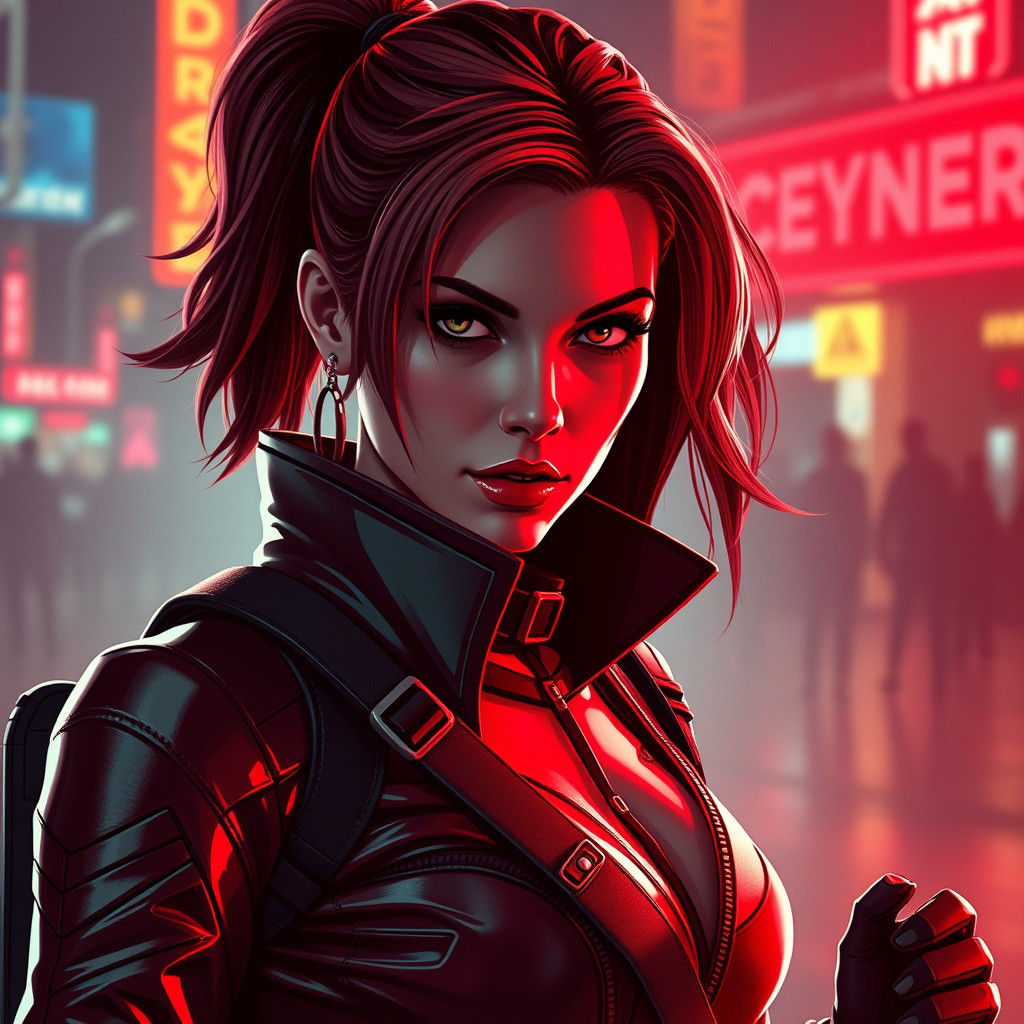 Cyberpunk Robyn Hood Belle Daredevil in Neon City