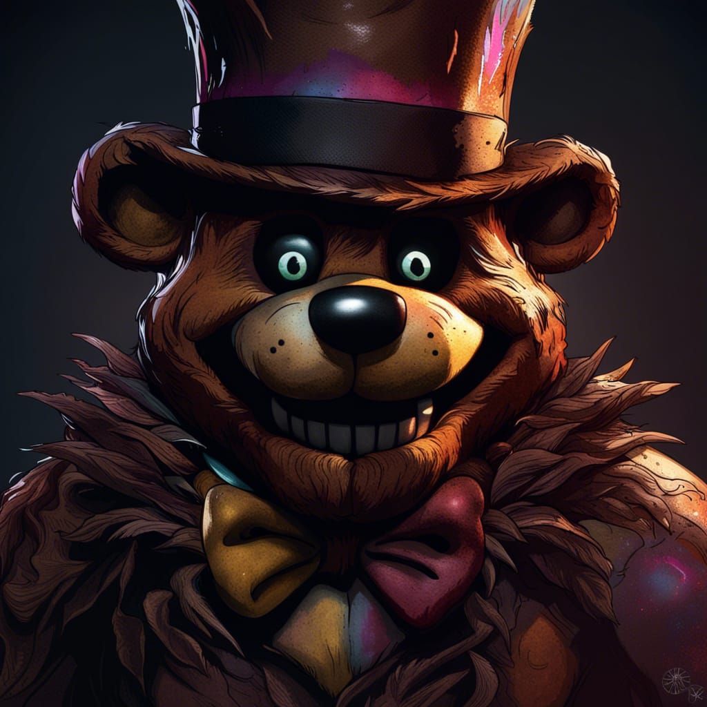 Nightmare Freddy Fazbear Portrait in Hyperdetailed Style