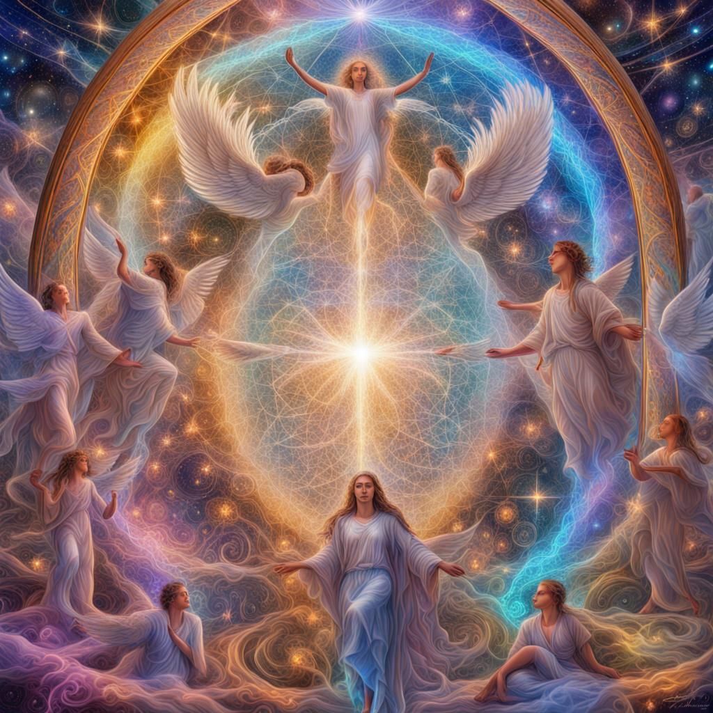 Astral Illustration of Quantum Physics and Tesseracts