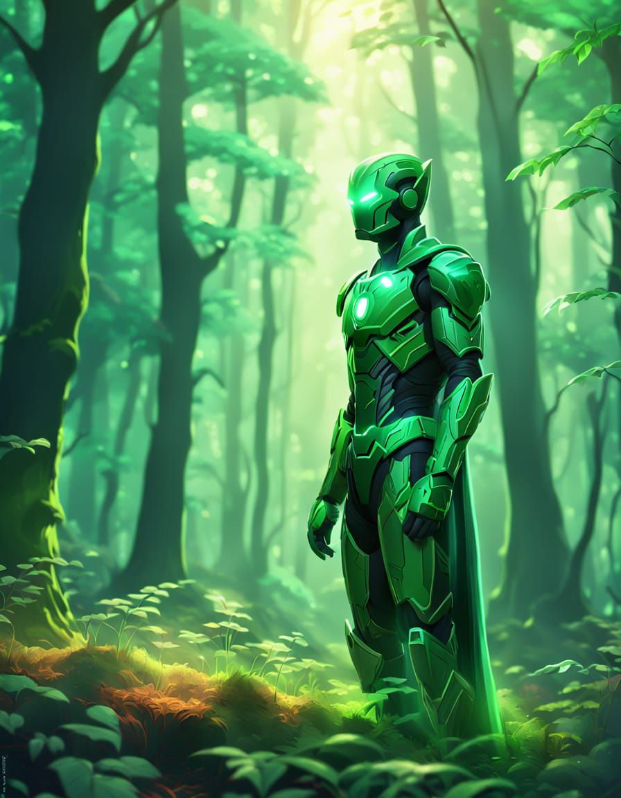 Emerald Forest Figure in Comic Book Style