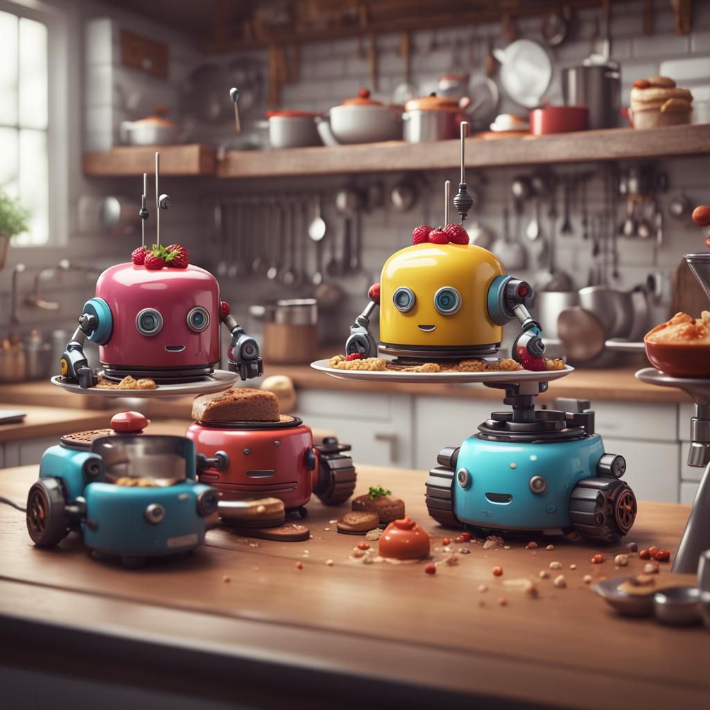 Robotic Cars Racing in Cake Kitchen