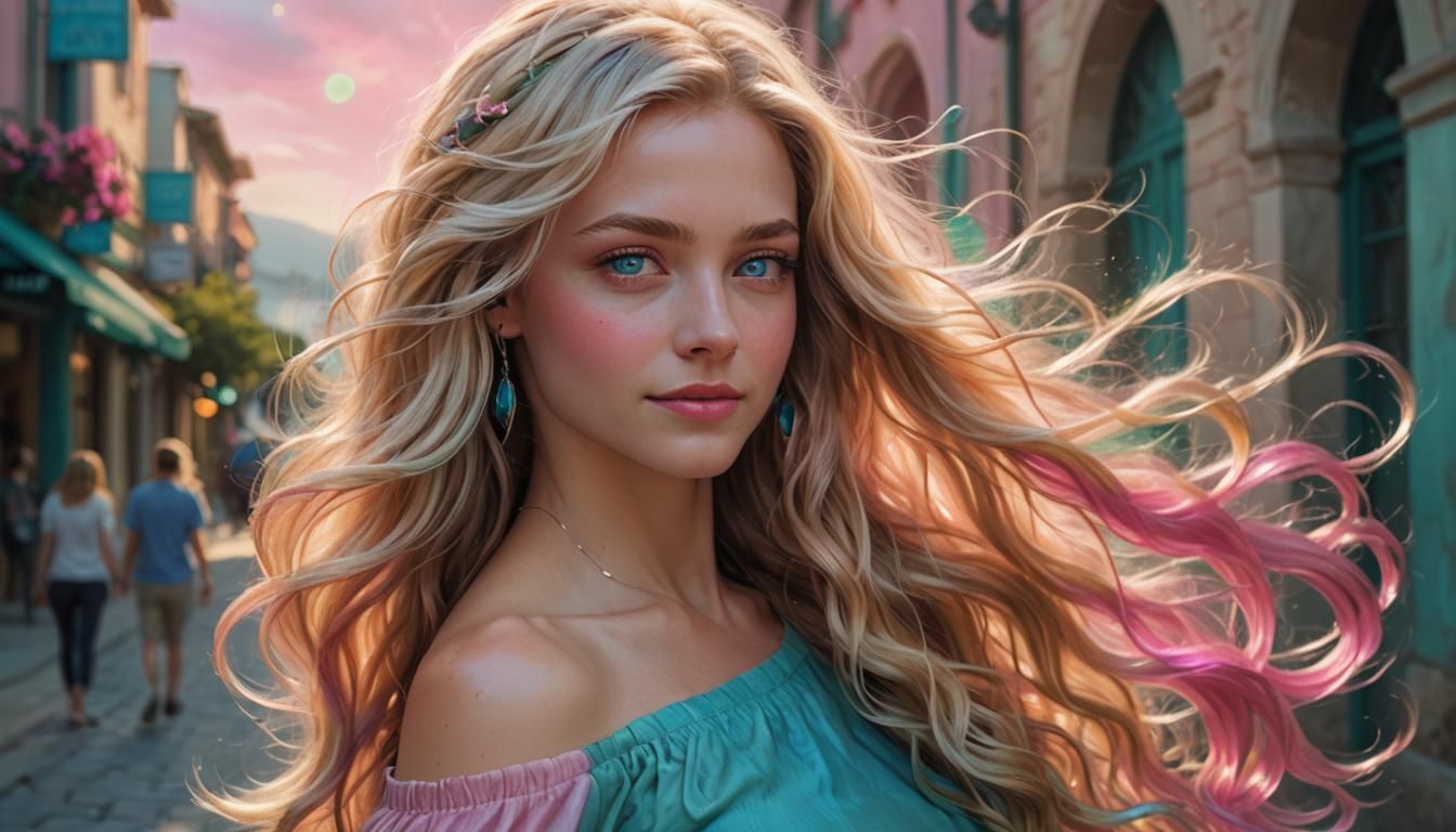 Beautiful Blond Woman in Romantic Fantasy Art