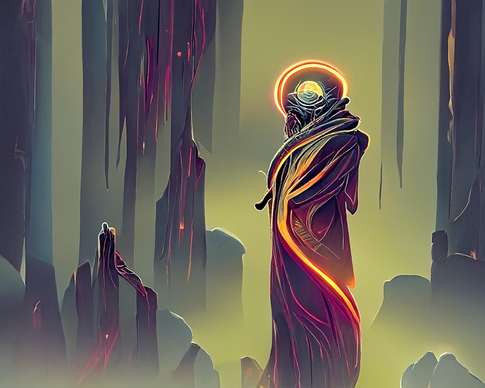 Enlightened Archmage Meditation in Dark Fantasy Style