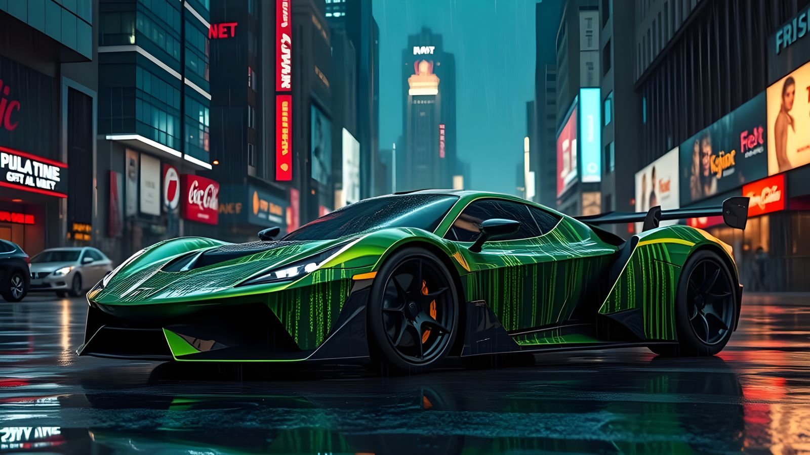 Neon Matrix Supercar Concept in Realistic Style