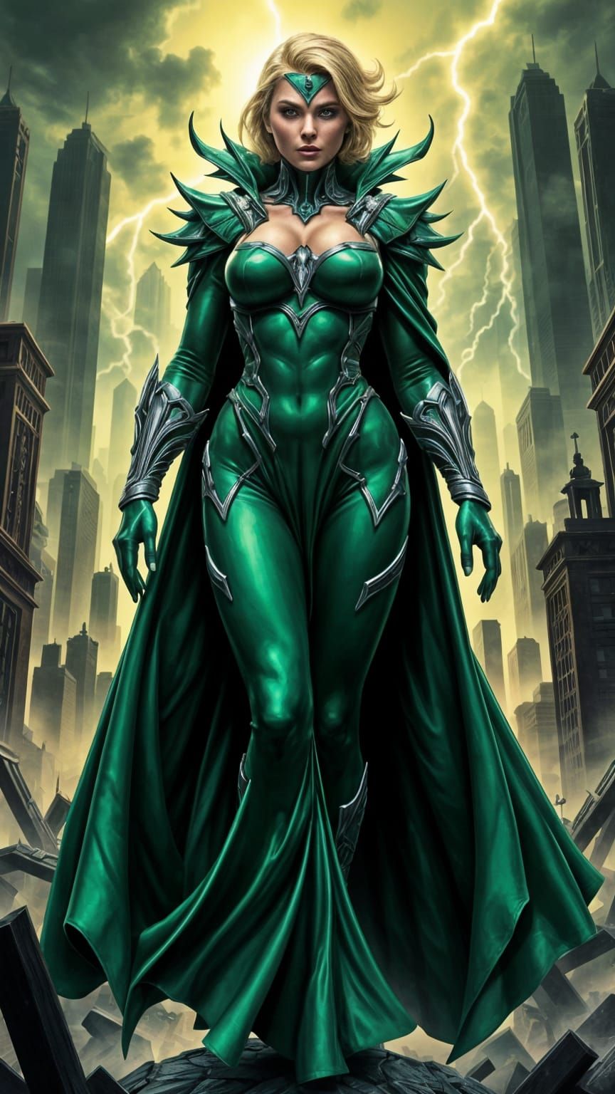 Regal Baroness von DOOM in Emerald Green Gown