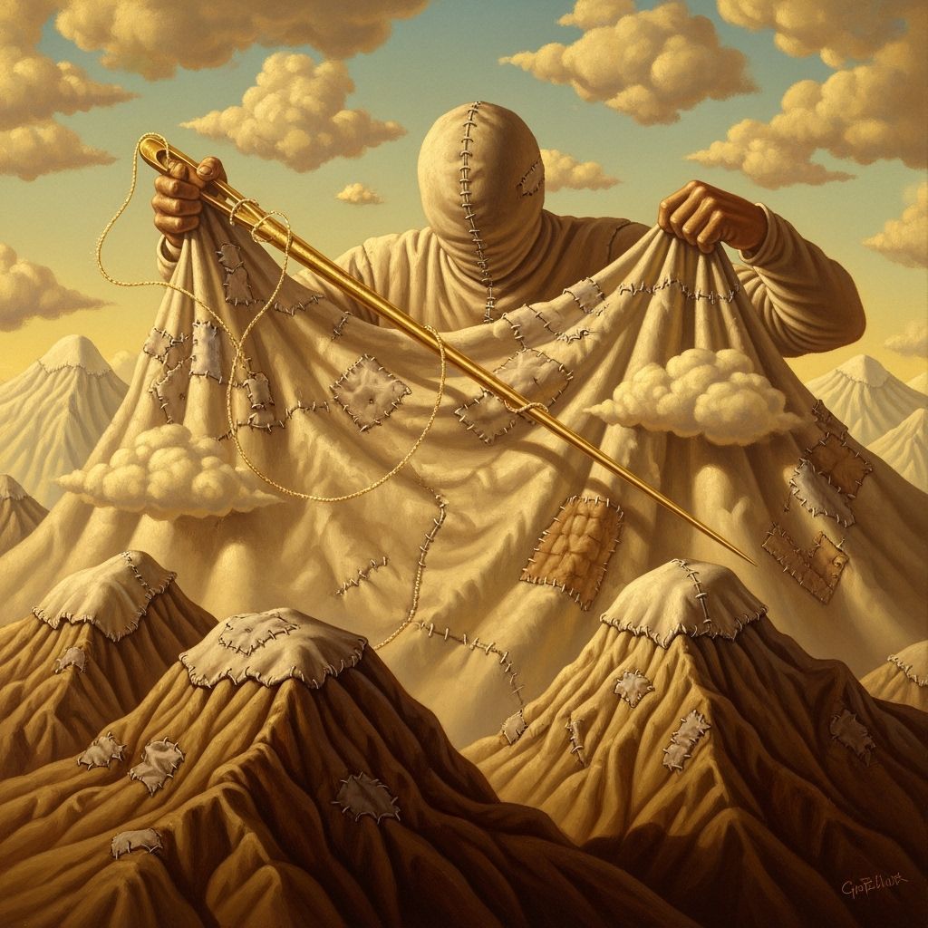 Surreal Fabric Giant Sewing the Sky