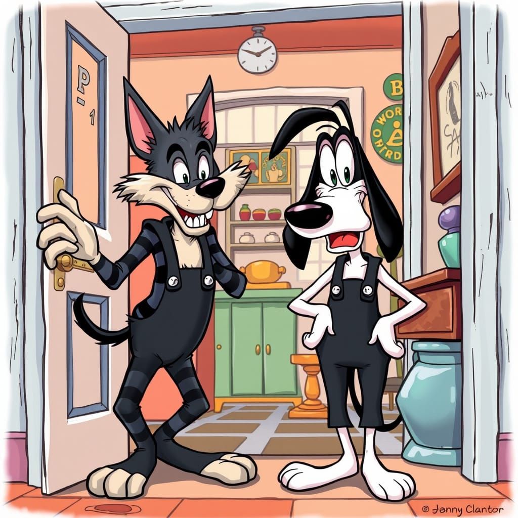 Zany Cartoon Wolf Meets Droopy in Exaggerated Tex Avery Styl...