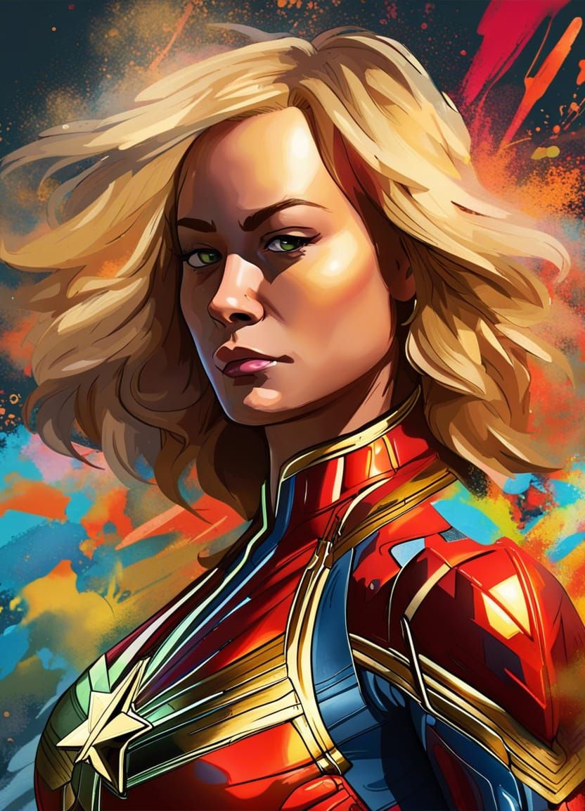 Captain Marvel in Graffiti Splash Art Style