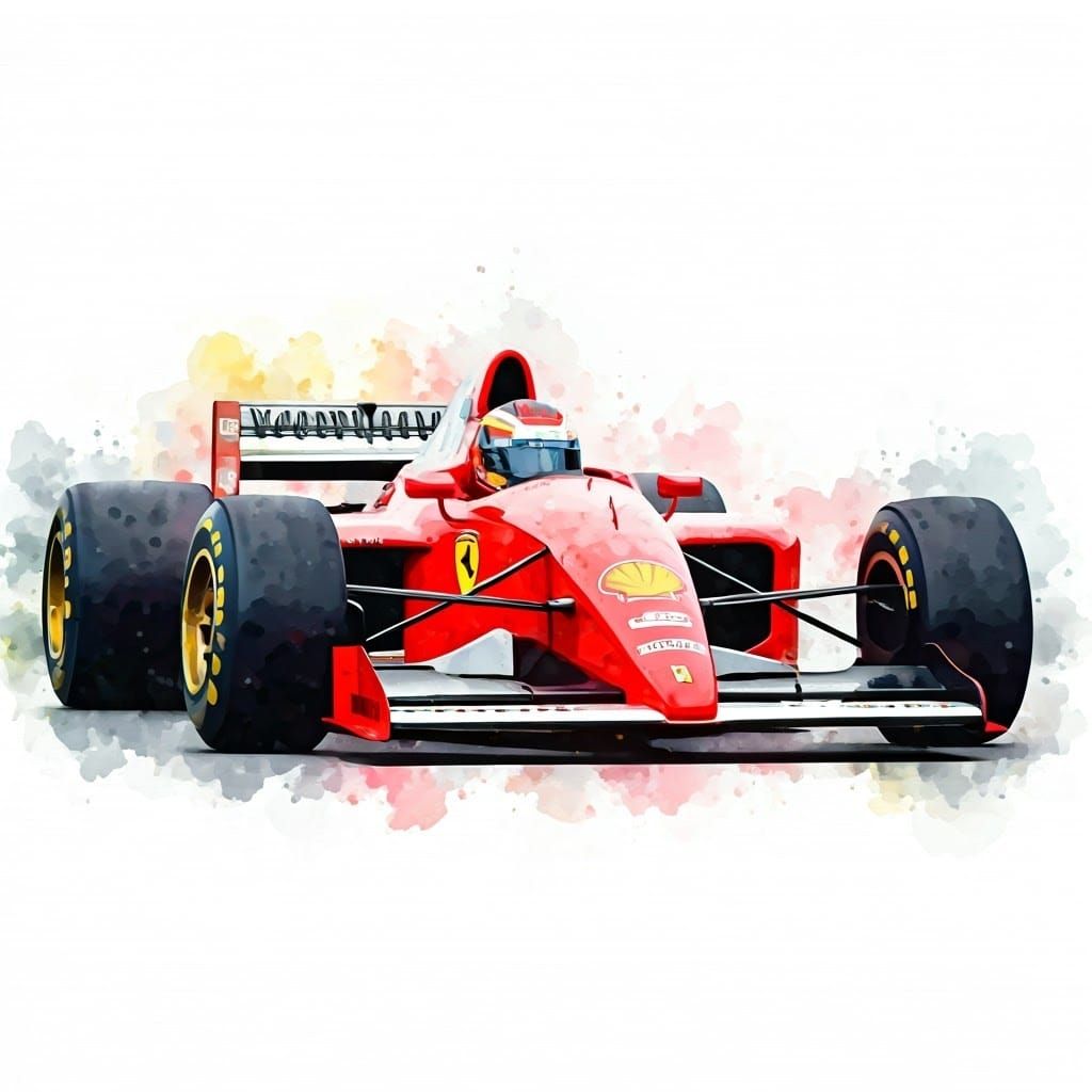 1988 Ferrari Formula 1 Watercolor Painting