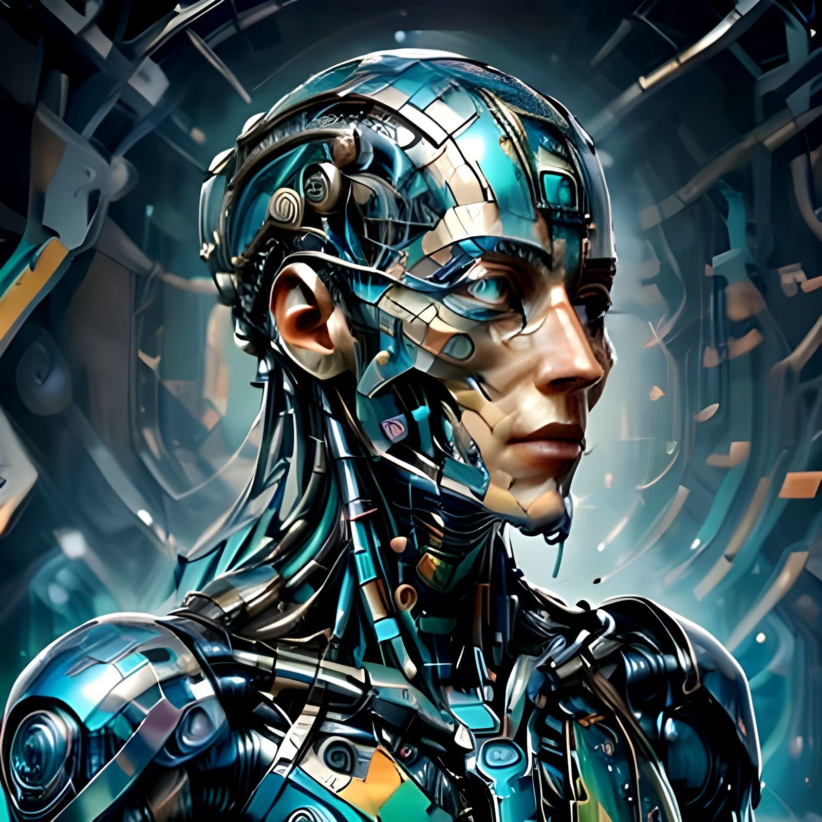a -Cyber-plastination <lora:Cyborg:1.0> human