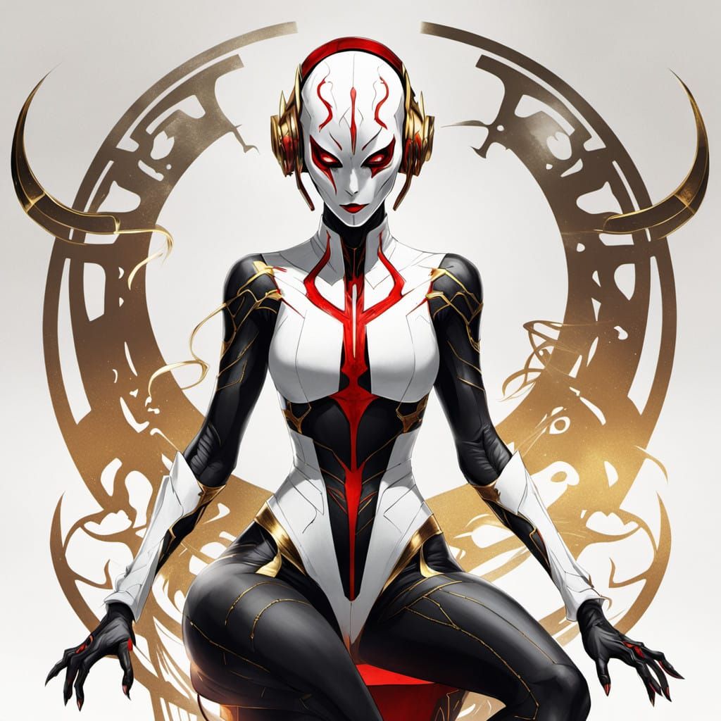 Faceless cyberpunk
Girl in the red mask Oni Demon