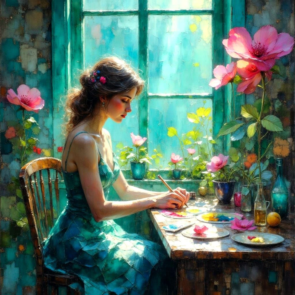 Soulful Artist's Nature Painting in Impasto Style