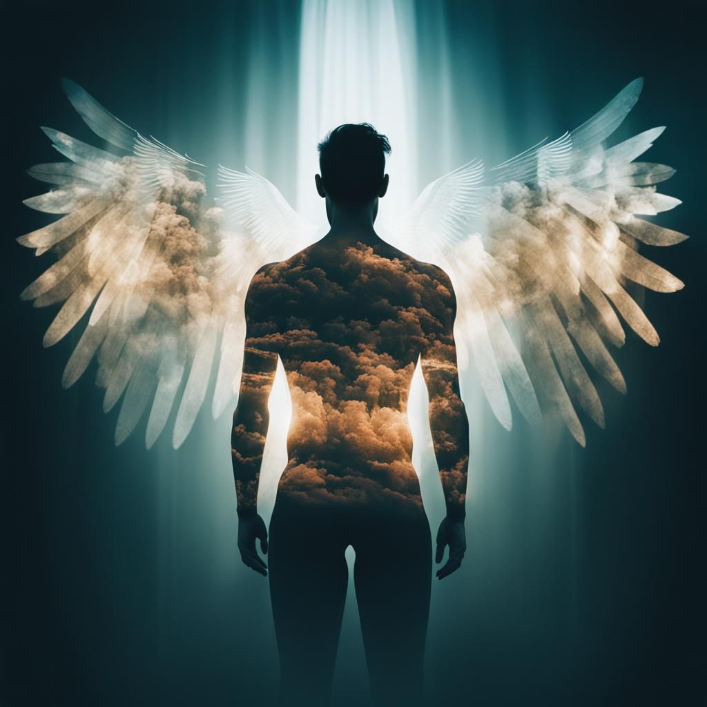 Angelic Double Exposure: Judgment Day Composition