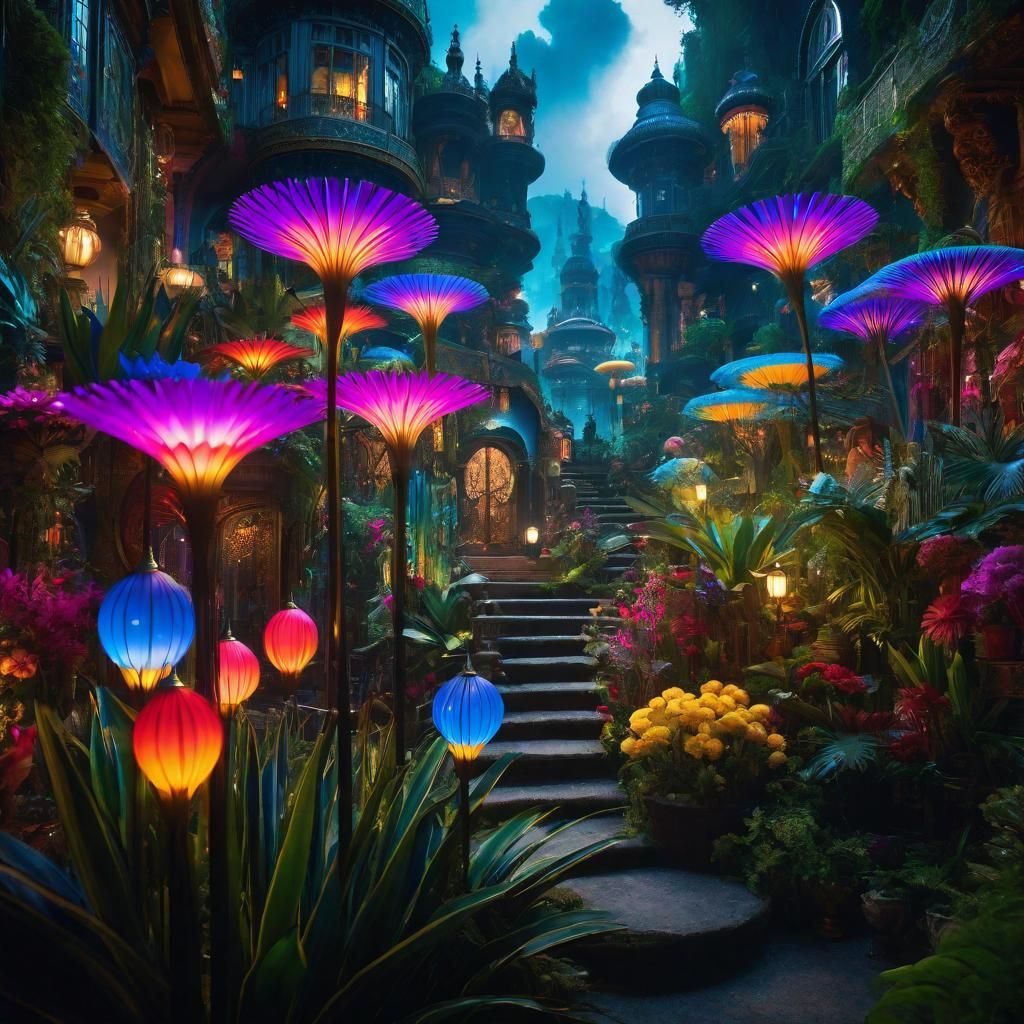 Epic Maximalist Digital Matte Painting with Bokeh