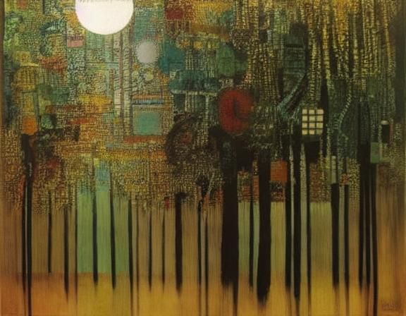 Surreal Night Becomes Day, Watercolor Abstract