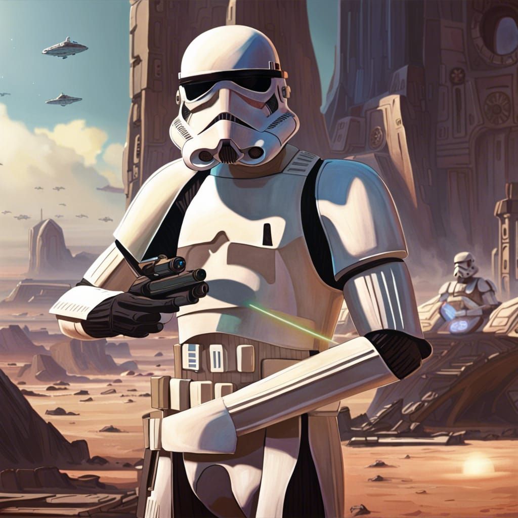 Stormtrooper Disarms Jedi Knight in Star Wars World