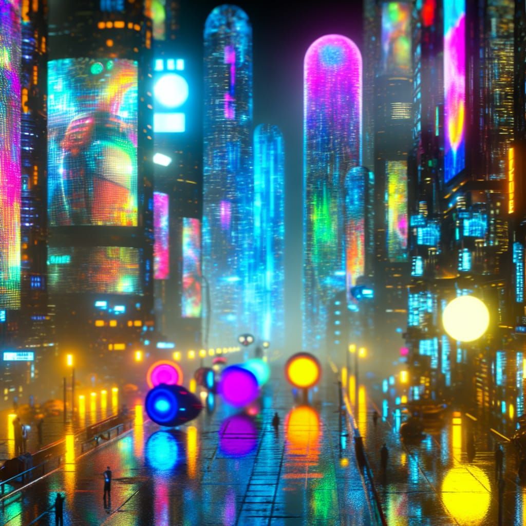 Cyberpunk Cityscape in 2099 with Neon Lights
