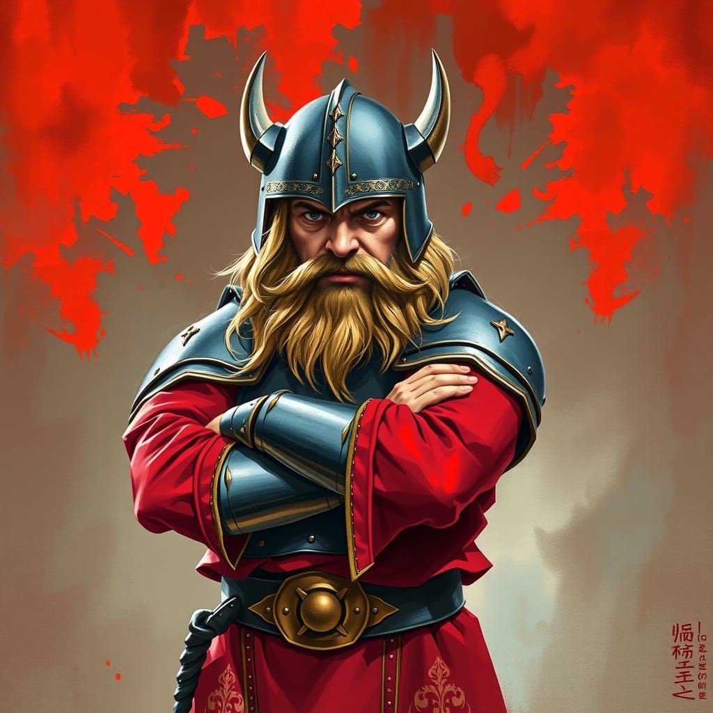 Dwarf Warrior in Plate Mail, Frazetta-Style Art