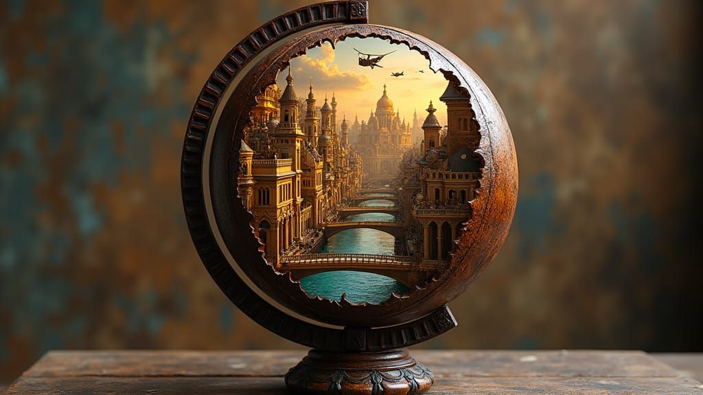 Steampunk Cityscape Revealed in Antique Globe