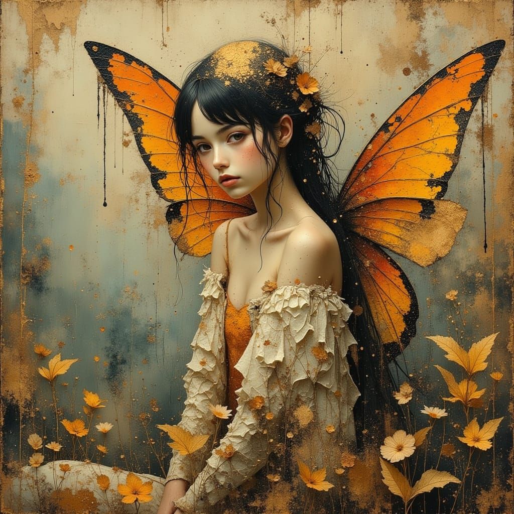 Hyperreal Fairy in Rags with Divine Oil Accents