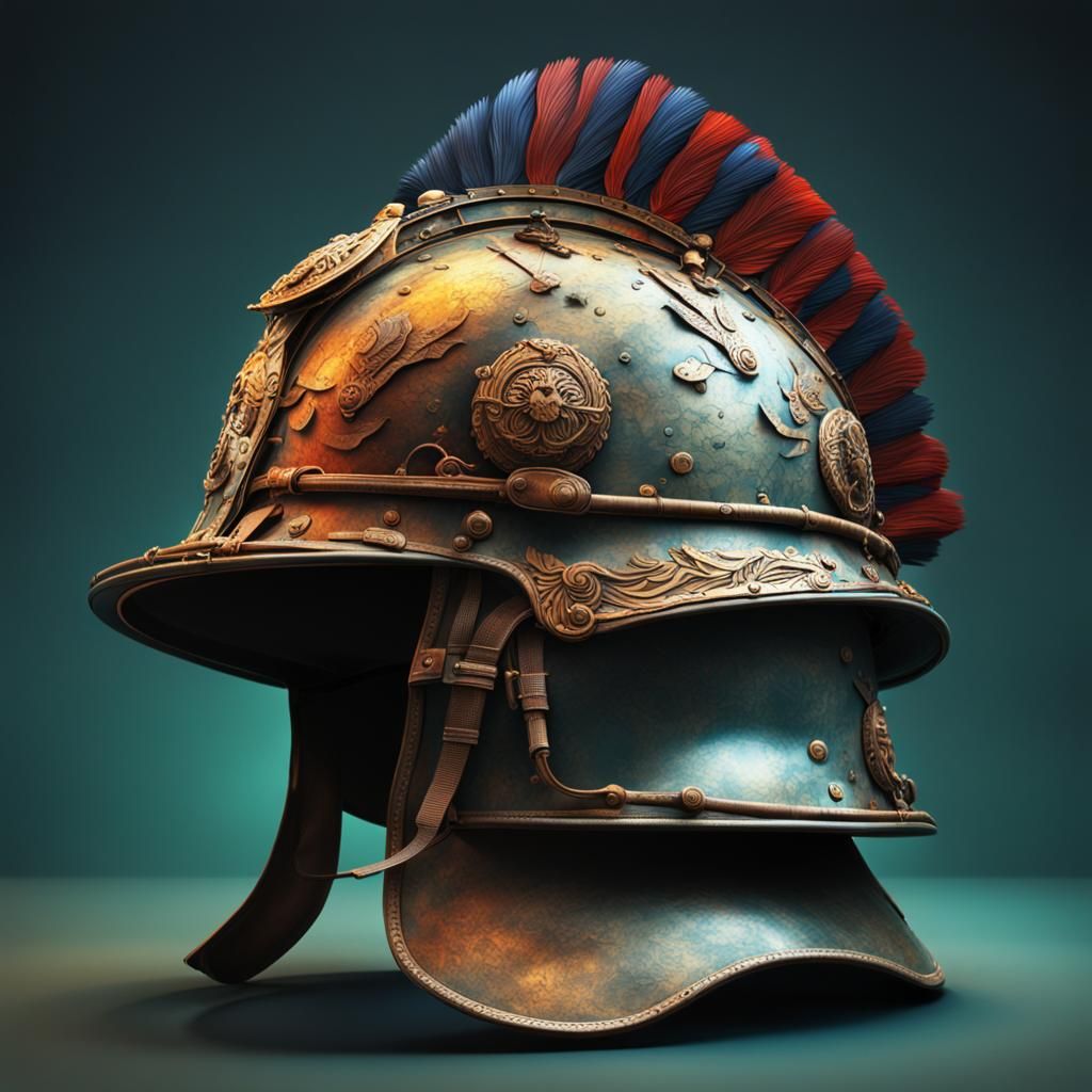 Detailed Antique Military Helmet Concept Art
