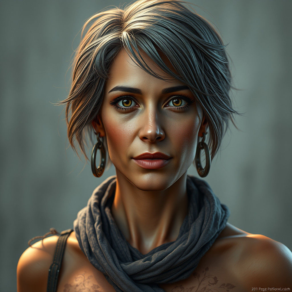 Detailed Portrait of Kind Woman in Art Nouveau Style