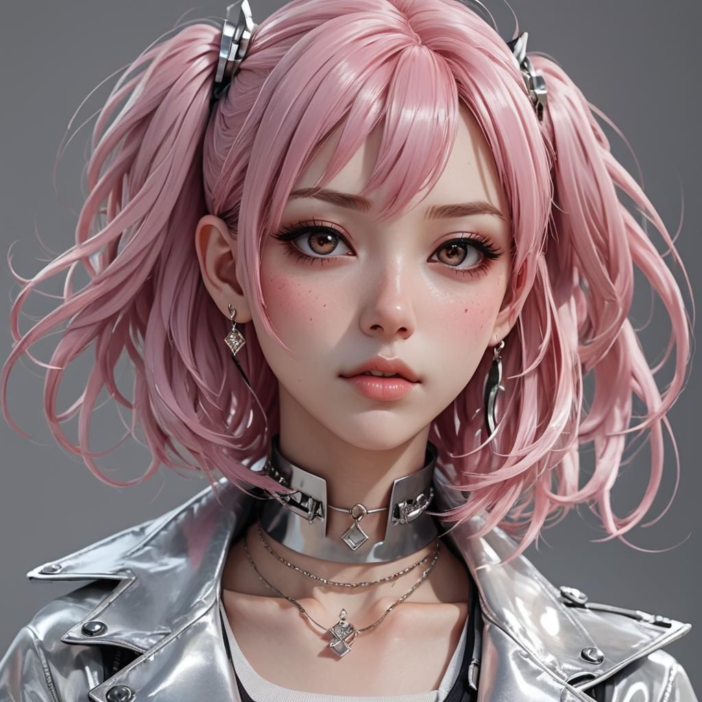 Anime Girl with Pink Hair in 3D Anime Art