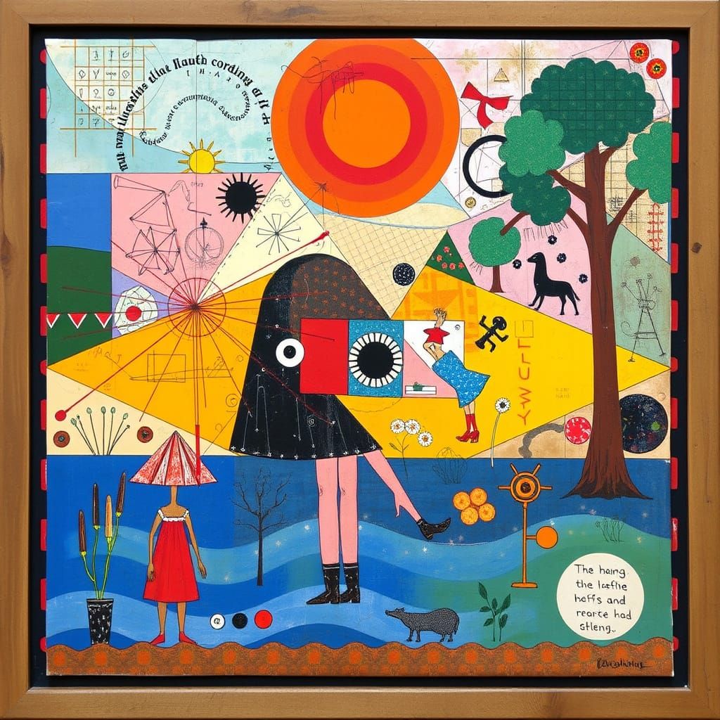 Geometric Female Immersion in Primitivism Style