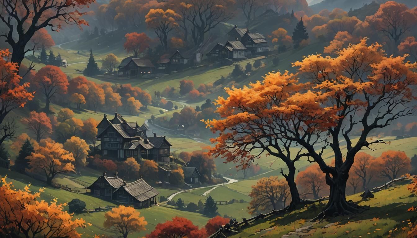 Dark Winds of Autumn Landscape