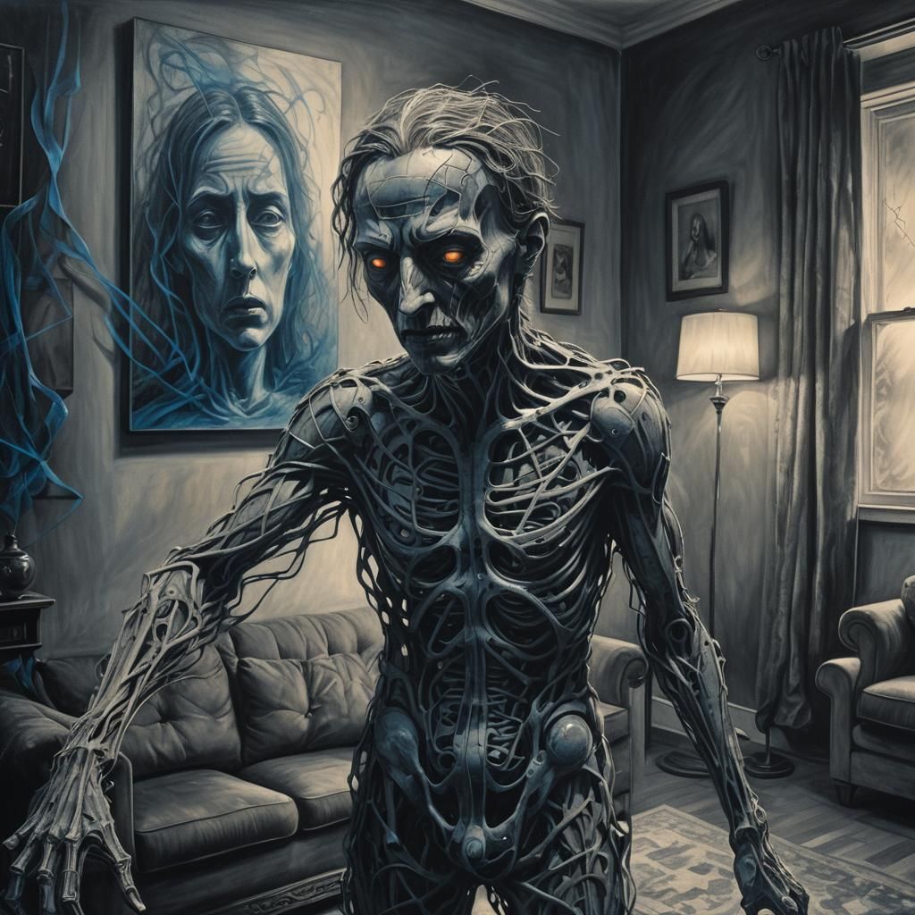 Haunting Abstract Figure in Charcoal Drawing