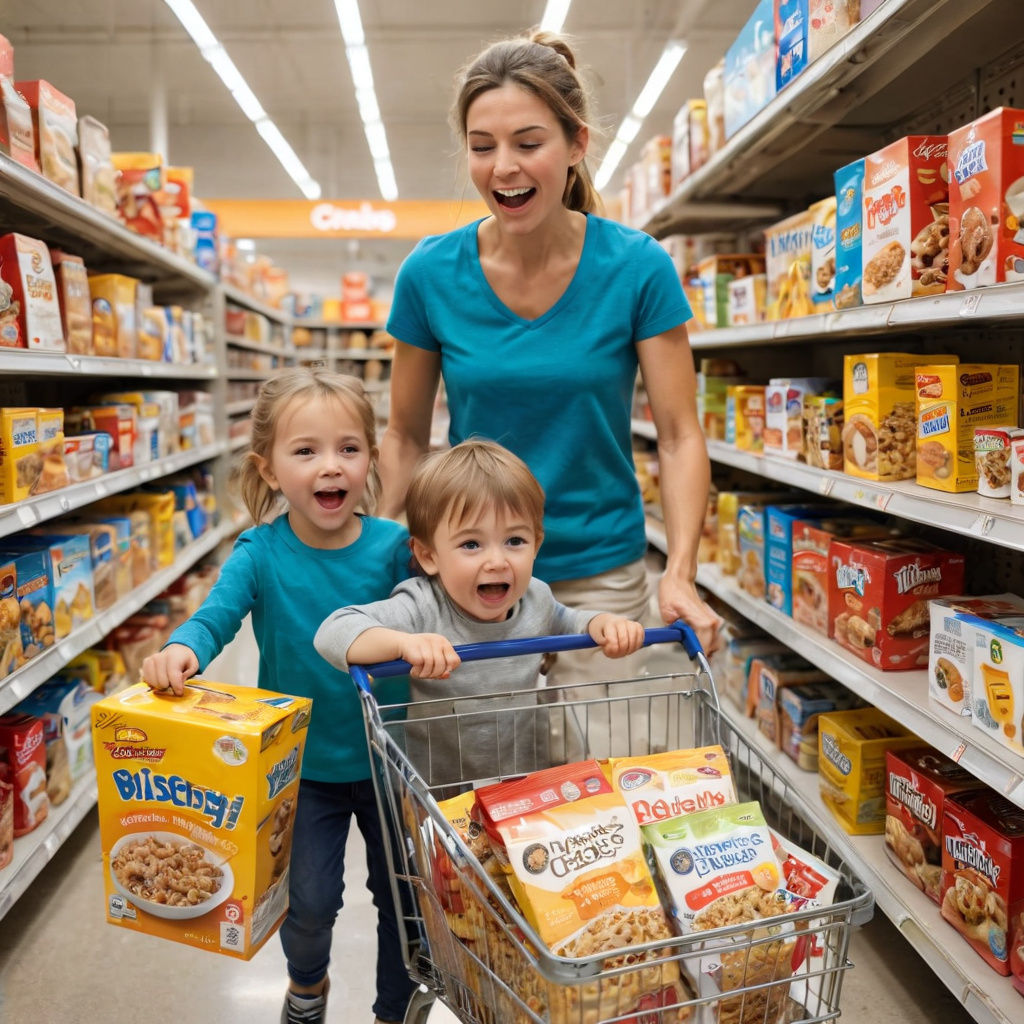Frazzled Mom Shopping with Children